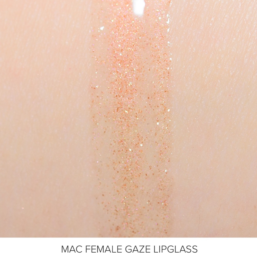 MAC Female Gaze Lipglass New in Box warm-toned, medium gold with a sparkle NIB - Picture 2 of 4